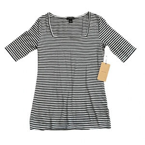 Halogen Black White Square Neck Juliette Stripe Top XS